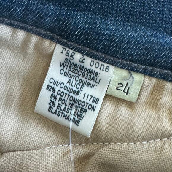 Rag & Bone Kensington Skinny Zippered Moto Jeans in Alice Blue Size 24 - Picture 6 of 7